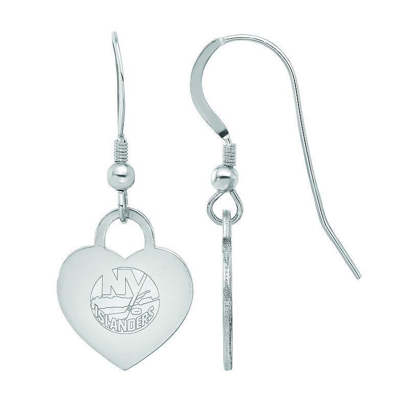 LogoArt Sterling Silver New York Islanders Heart Drop Earrings, Womens Product Image