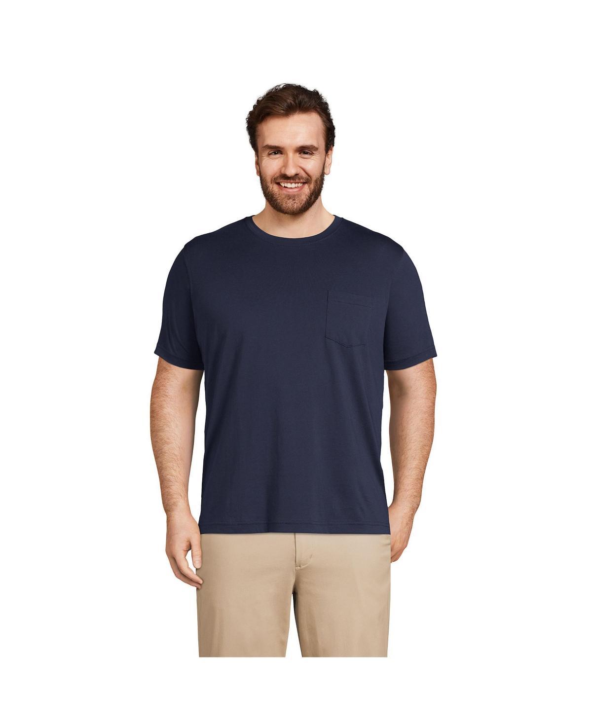 Big & Tall Lands End Supima Pocket Tee, Mens White Product Image