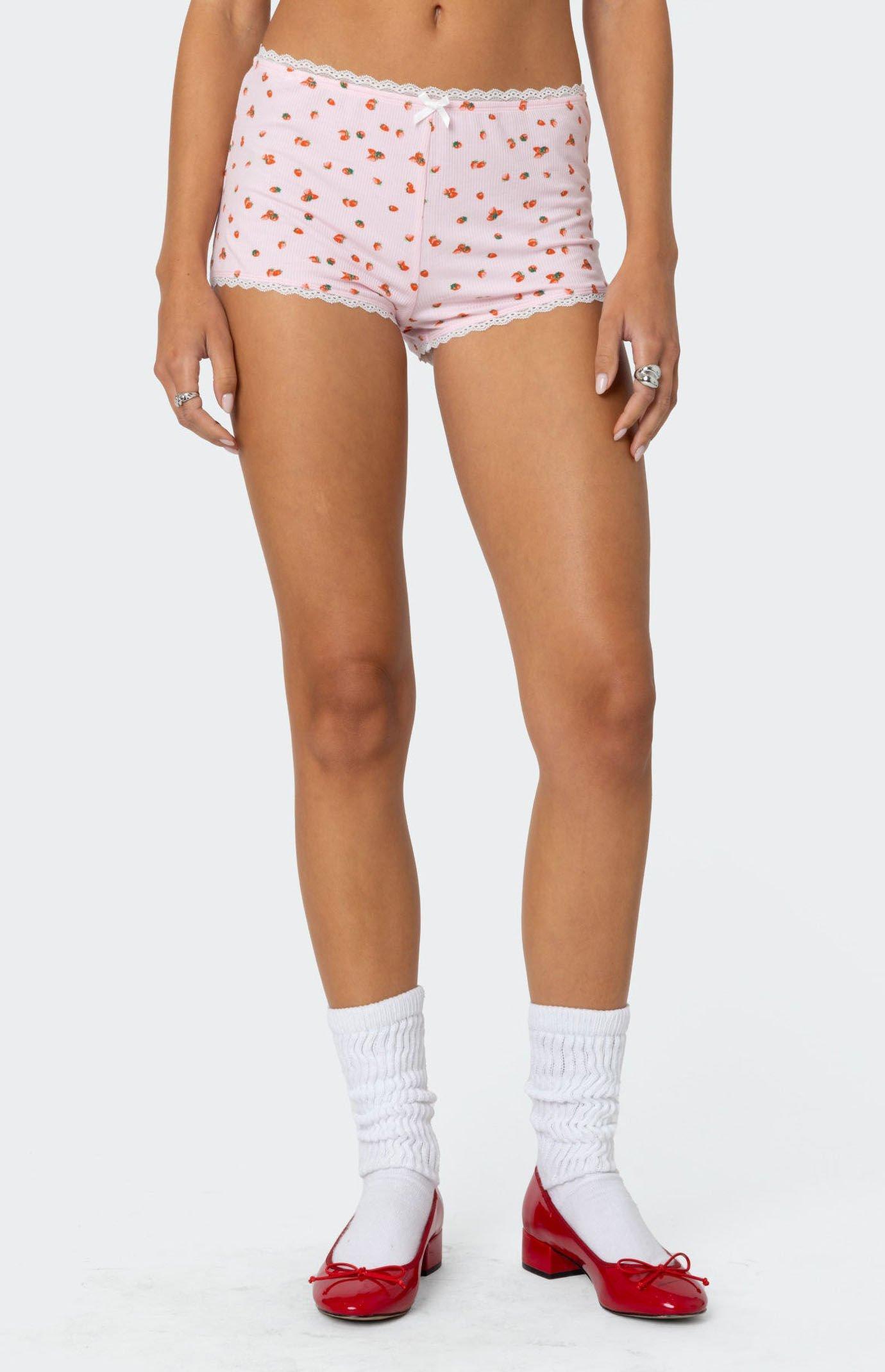 Edikted Women's Strawberry Girl Printed Micro Shorts Product Image