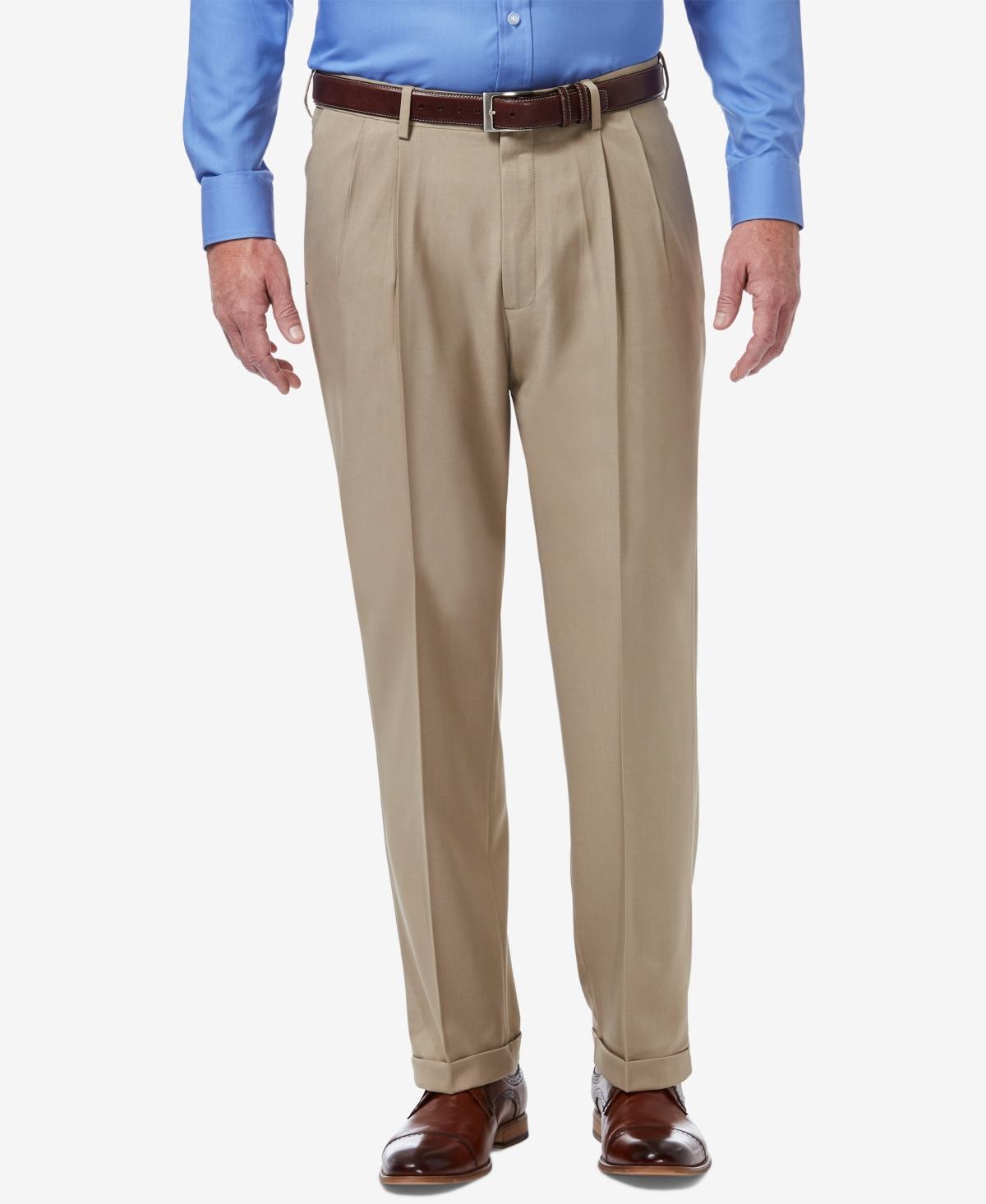 Haggar Mens Premium Comfort Stretch Classic-Fit Solid Pleated Dress Pants Product Image