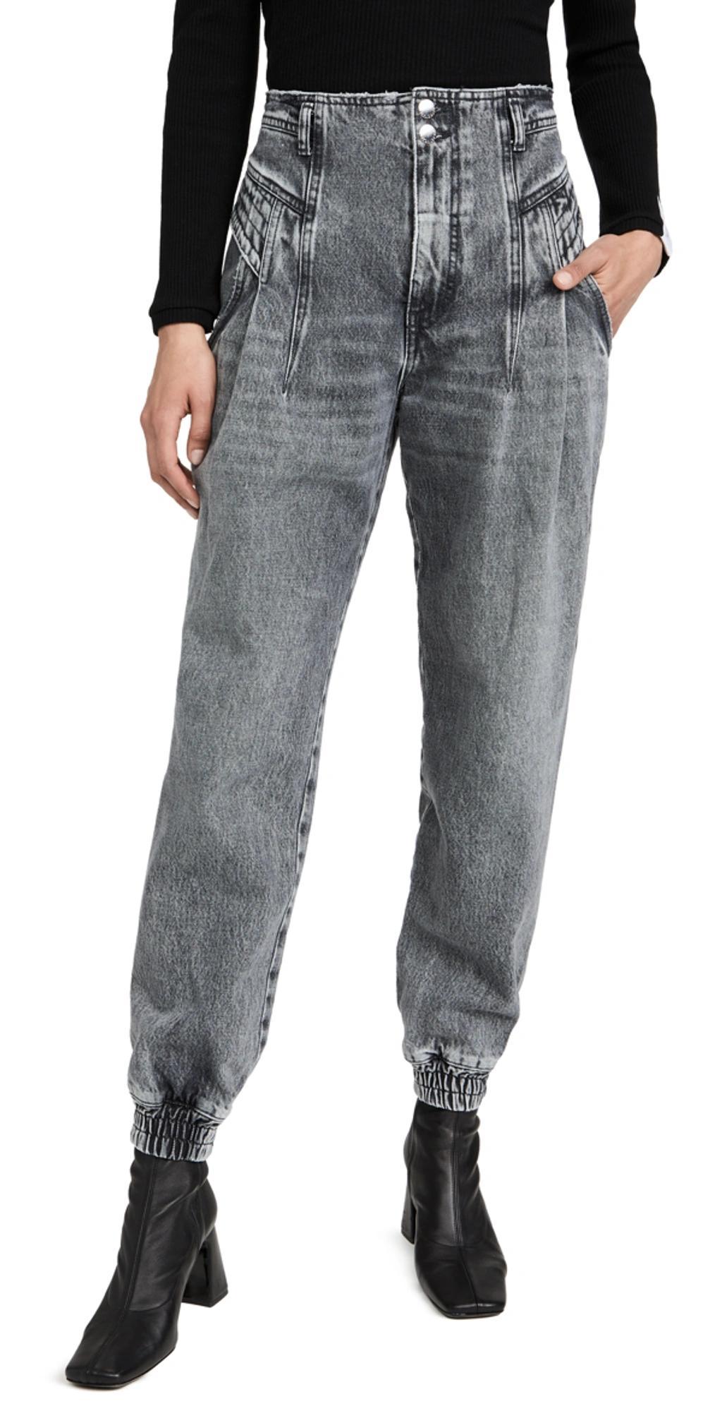 Miriam High Waist Tapered Jeans In Grey Product Image