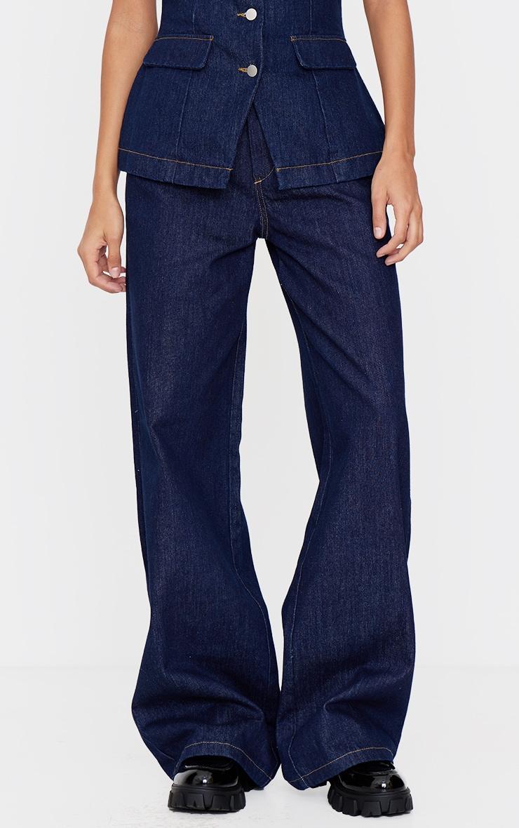 Indigo Tailored Style Wide Leg Jean Product Image