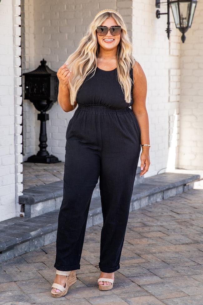 Seeing You Again Black Gauze Jumpsuit FINAL SALE Product Image