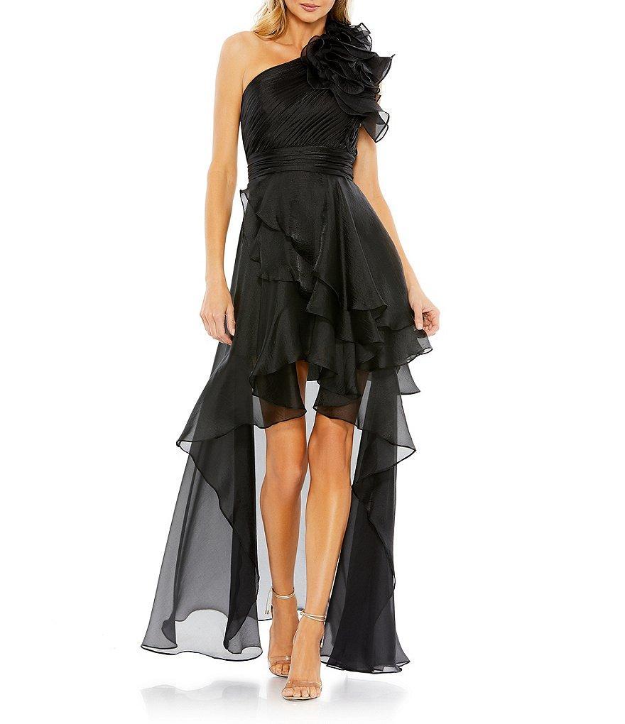 Mac Duggal One Shoulder Ruffled High-Low Hem Tiered Gown Product Image