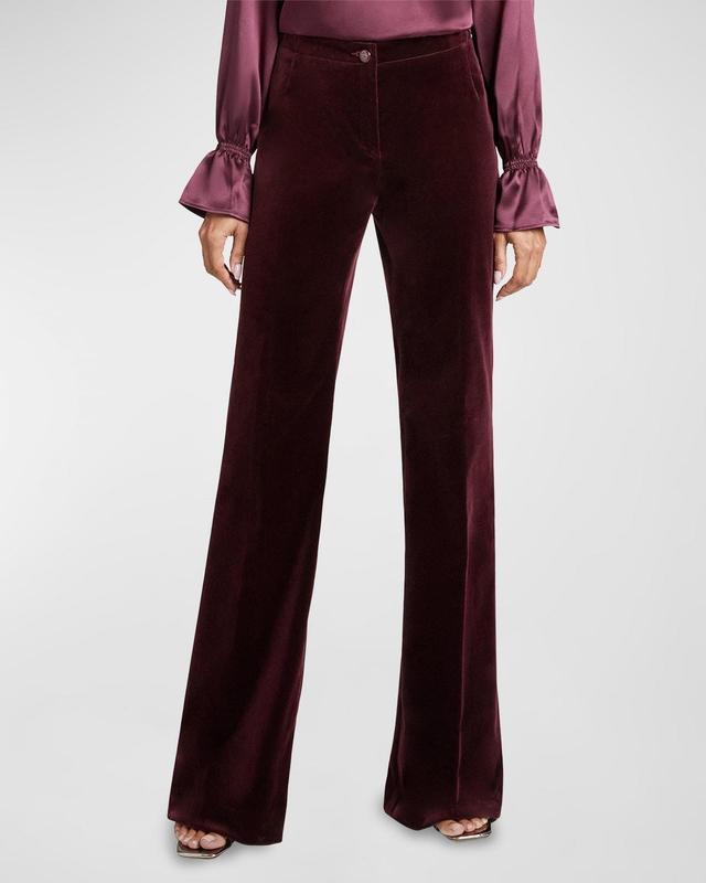 Womens Velvet Flared-Leg Pants Product Image