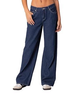 Edikted Pinstripe Low Rise Jeans Product Image