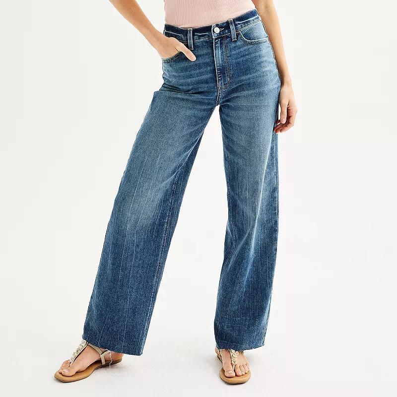 Juniors SO High-Rise Wide-Leg Jeans, Womens Product Image