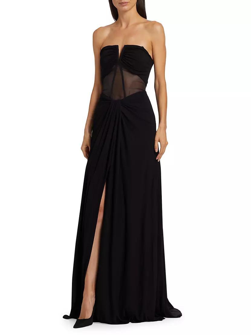 Mabel Sheer Panel Strapless Gown Product Image