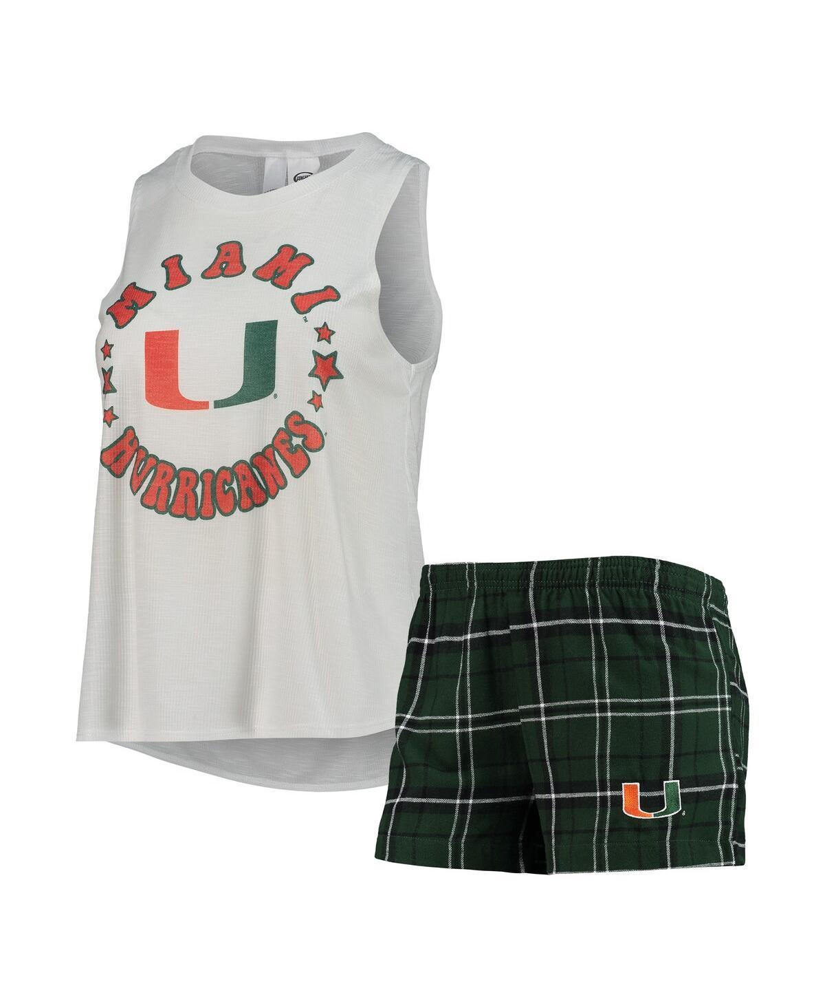 Womens Concepts Sport /White Miami Hurricanes Ultimate Flannel Tank Top & Shorts Sleep Set Product Image