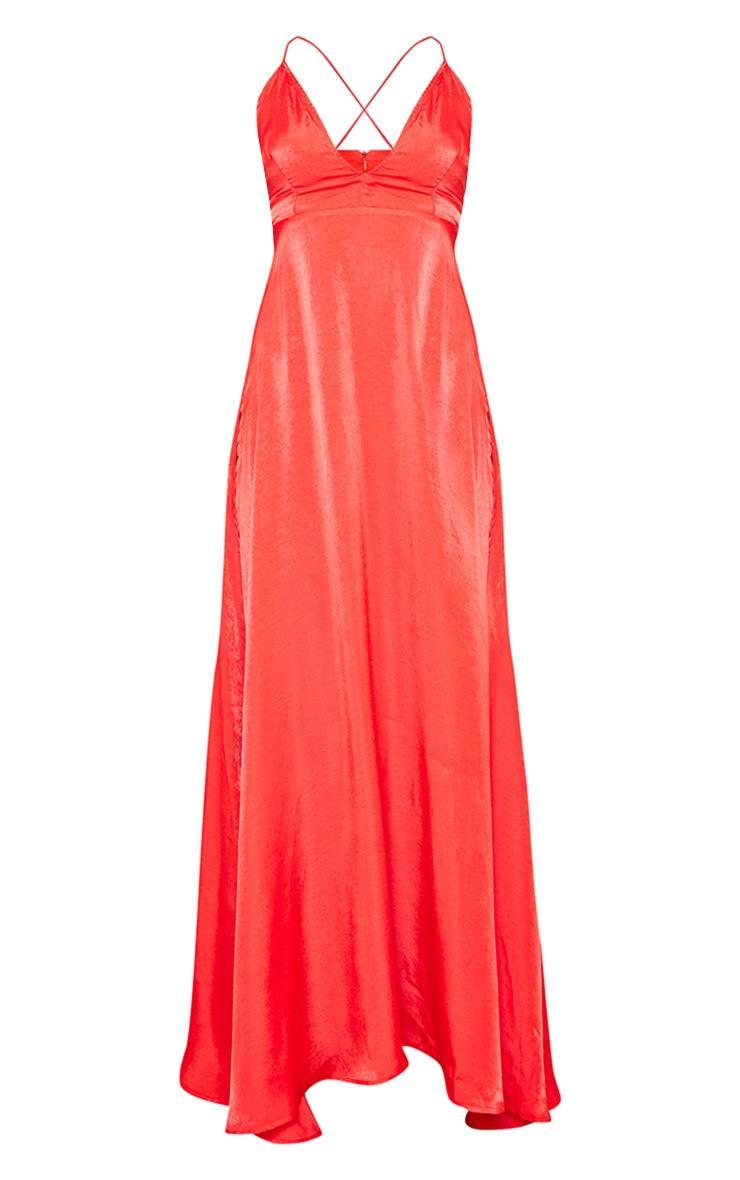 Red Extreme Split Strappy Back Maxi Dress Product Image