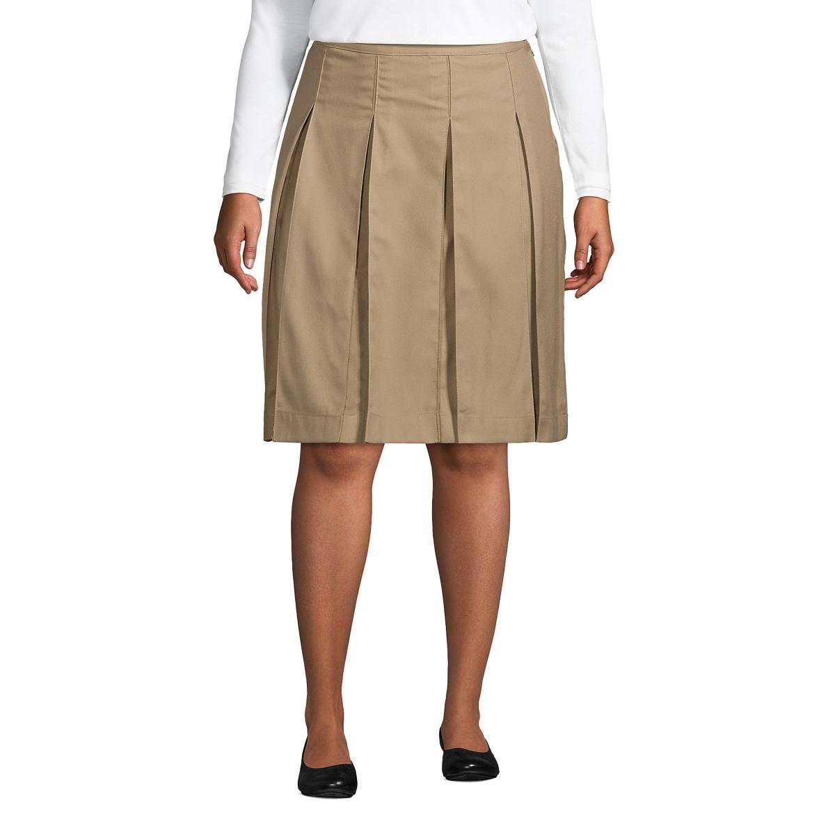 Plus Size Lands End School Uniform Box Pleat Skirt, Womens Green product image