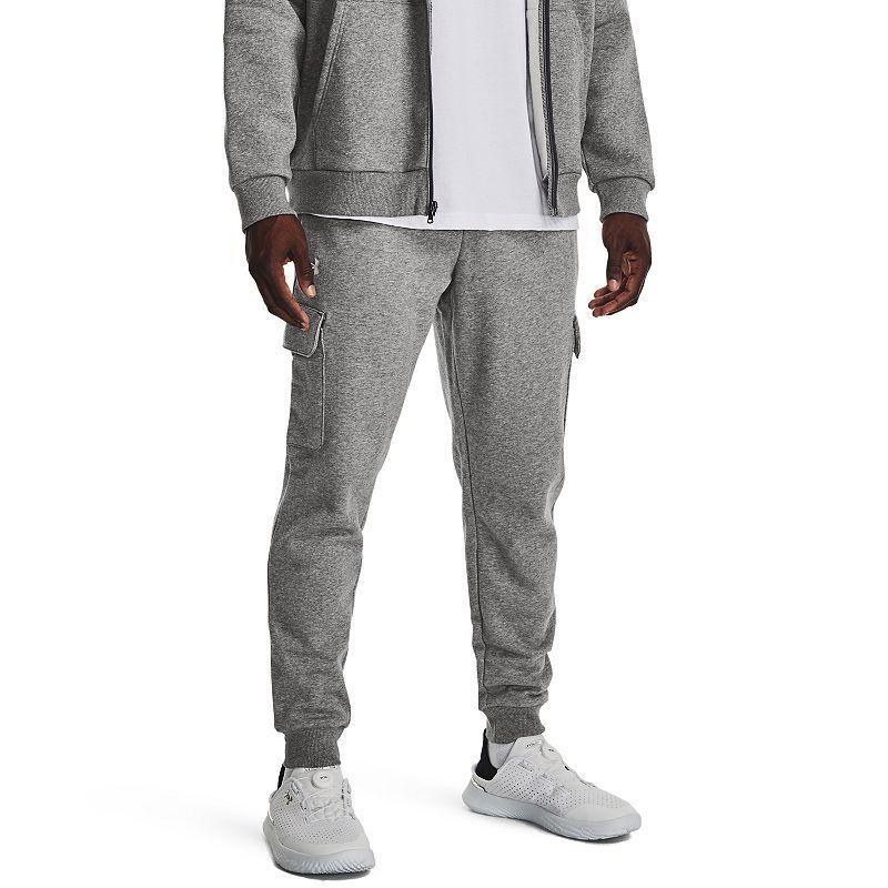 Mens Under Armour Rival Fleece Cargo Joggers Castlerock Grey Product Image