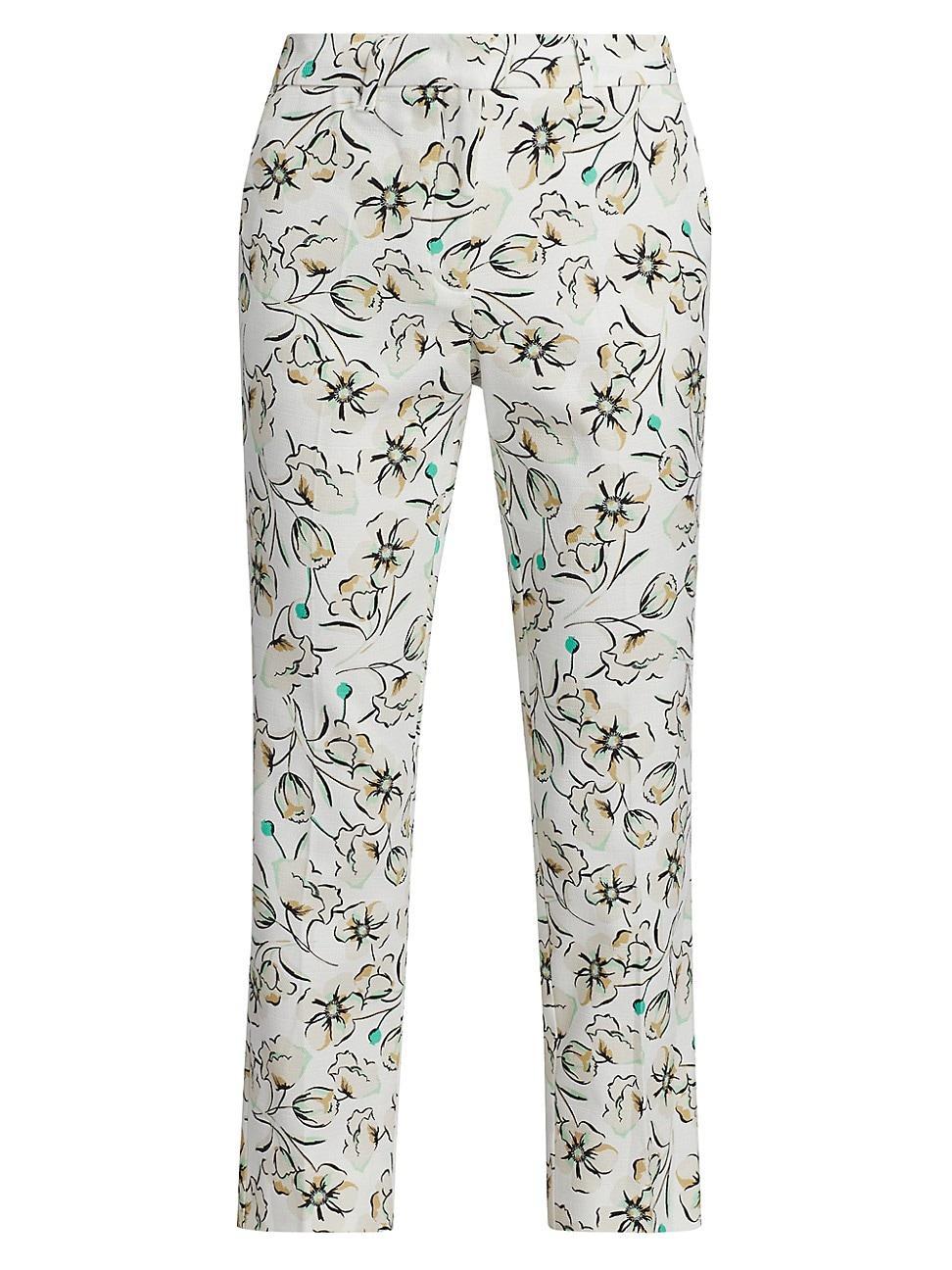 Womens Pineta Cotton Floral Cropped Trousers Product Image