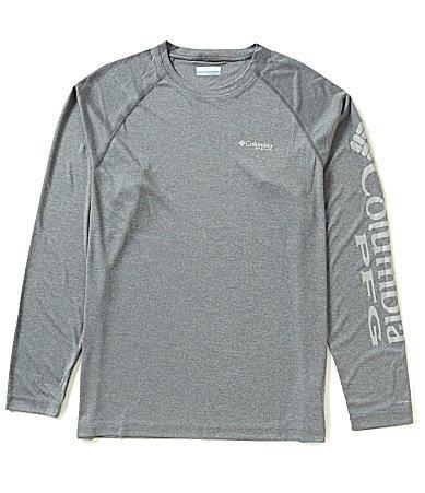 Columbia Terminal Tackle Heather Long Sleeve Shirt Spark Heather/White Logo) Men's Long Sleeve Pullover Product Image