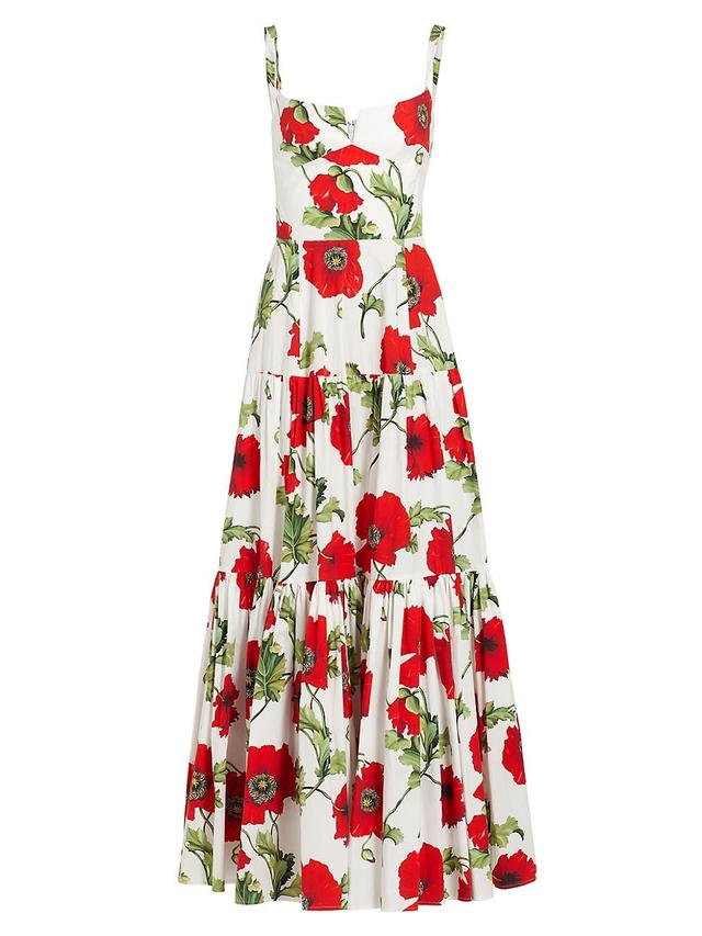 Womens Poppies Stretch-Cotton Belted Tiered Maxi Dress Product Image