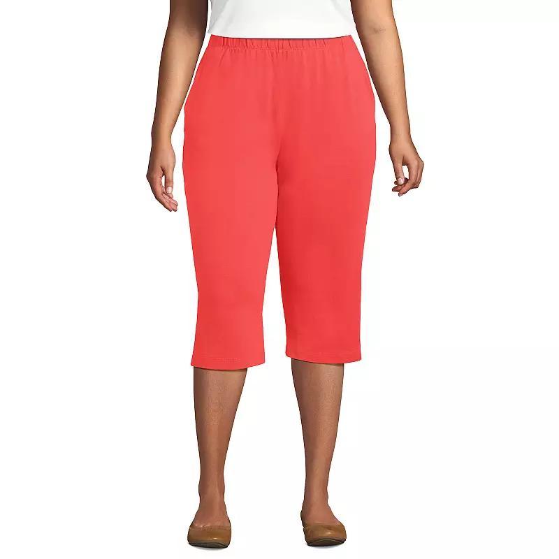 Plus Size Lands End Sport High Waist Pull-On Capri Pants, Womens Red Desert Product Image