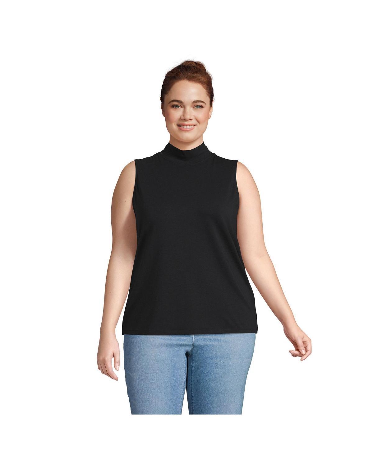 Lands End Plus Size Lightweight Jersey Sleeveless Mock Top Product Image