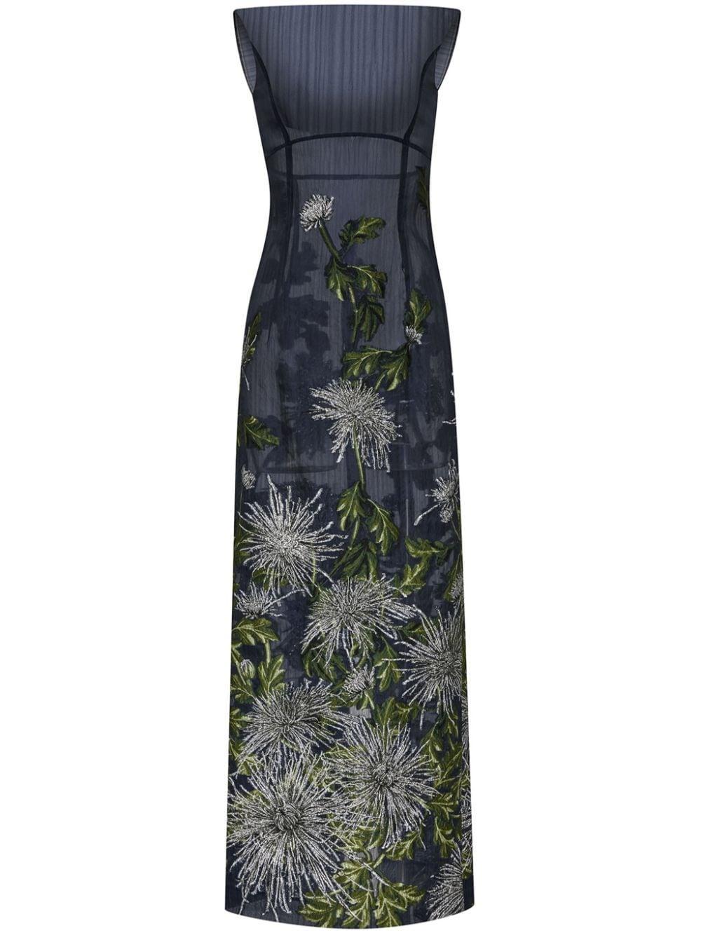 Chrysanthemum fil-coupé column gown Product Image