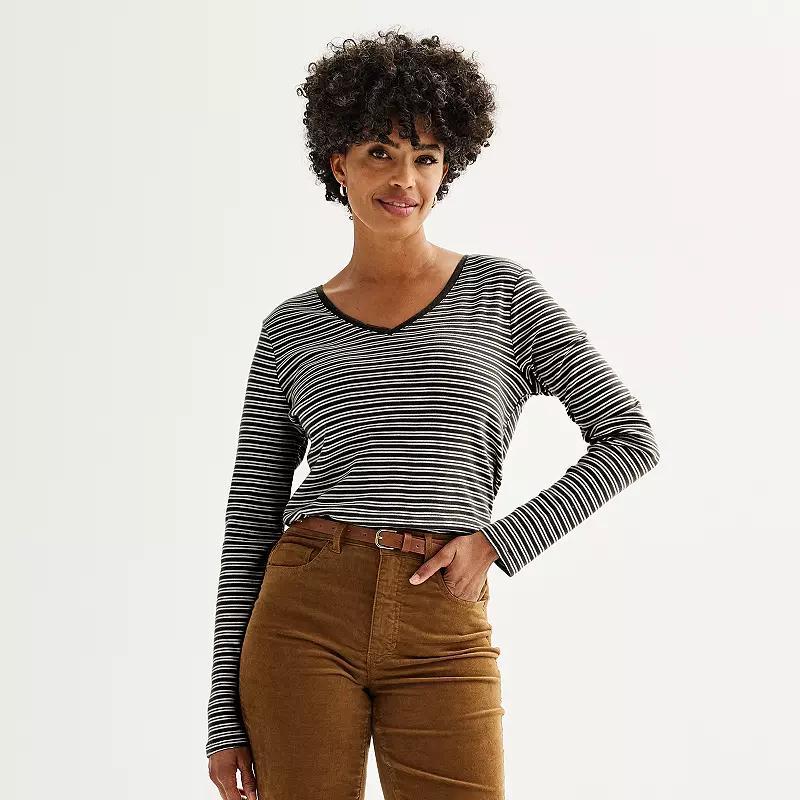 Womens Croft & Barrow Essential Long Sleeve V-Neck Tee product image