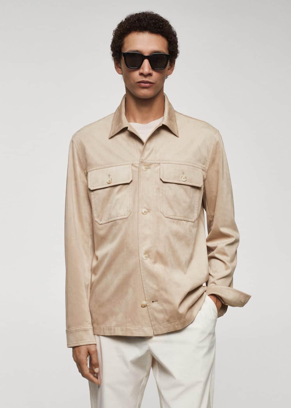 MANGO MAN - Suede effect overshirt with pockets sandMen Product Image