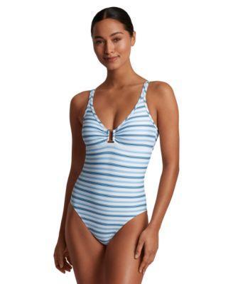 Lauren Ralph Lauren Womens Striped One-Piece Swimsuit Product Image