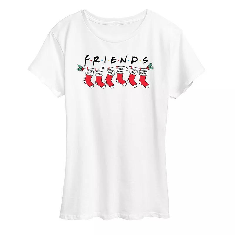 Womens Friends Christmas Stockings Graphic Tee, Girls Product Image