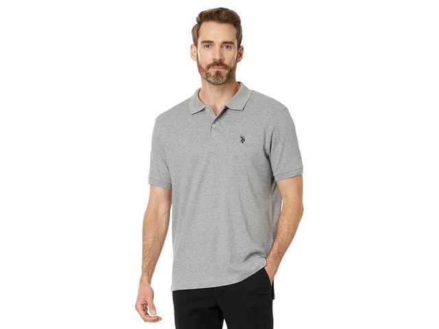 U.S. POLO ASSN. Slim Fit Interlock Polo (Heather Grey) Men's Clothing Product Image