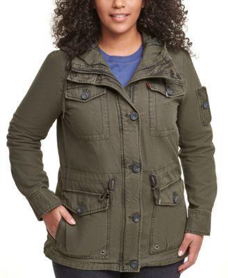 Plus Size Levis Hooded Cotton Anorak Jacket, Womens Blue Product Image