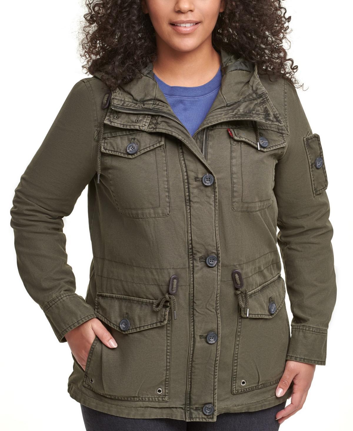 Plus Size Levis Hooded Cotton Anorak Jacket, Womens Black Product Image