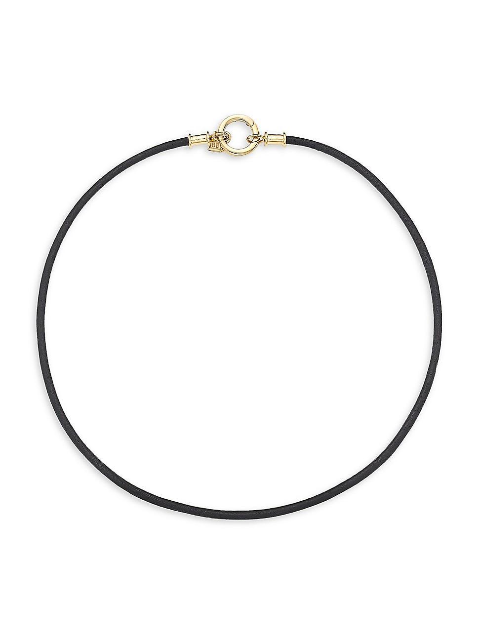 Womens 18K Yellow Gold & Leather Cord Necklace Product Image