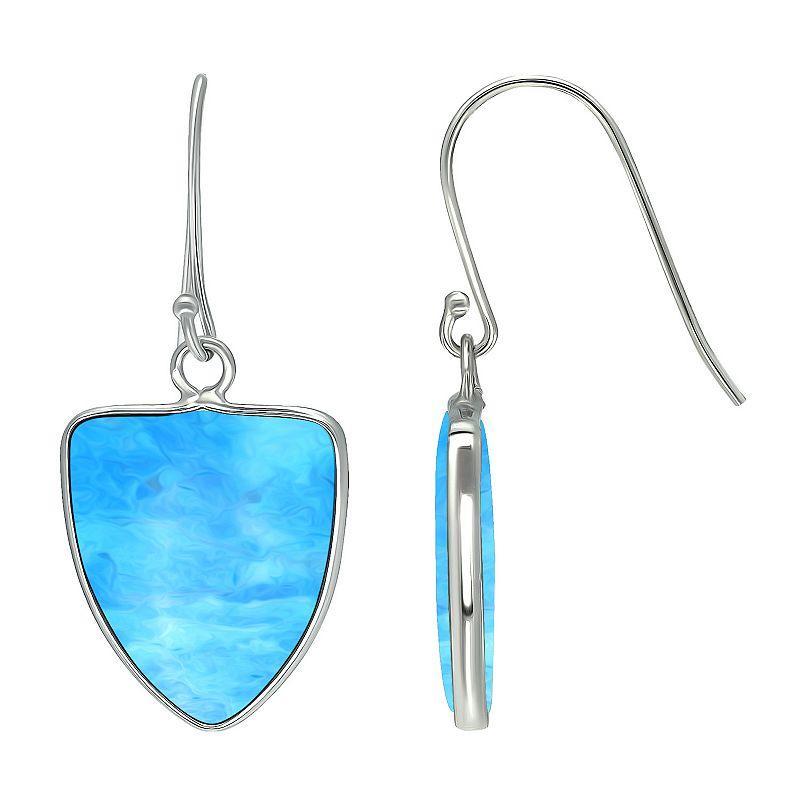 Aleure Precioso Sterling Silver Triangle Shaped Gemstone Drop Earrings, Womens, Light Blue Product Image