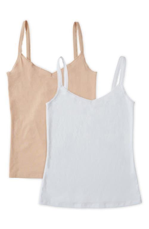 On Gossamer Womens Cotton Camisole, Pack of 2 1427P2 - Champagne, White Product Image