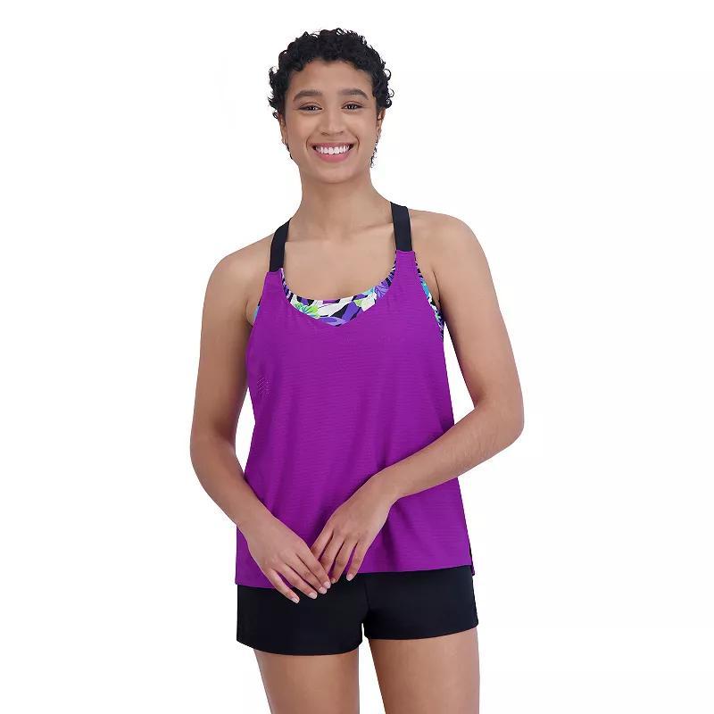 Womens ZeroXposur Comet UPF 30+ 2-in-1 Tankini Top Red Haku Lei Product Image