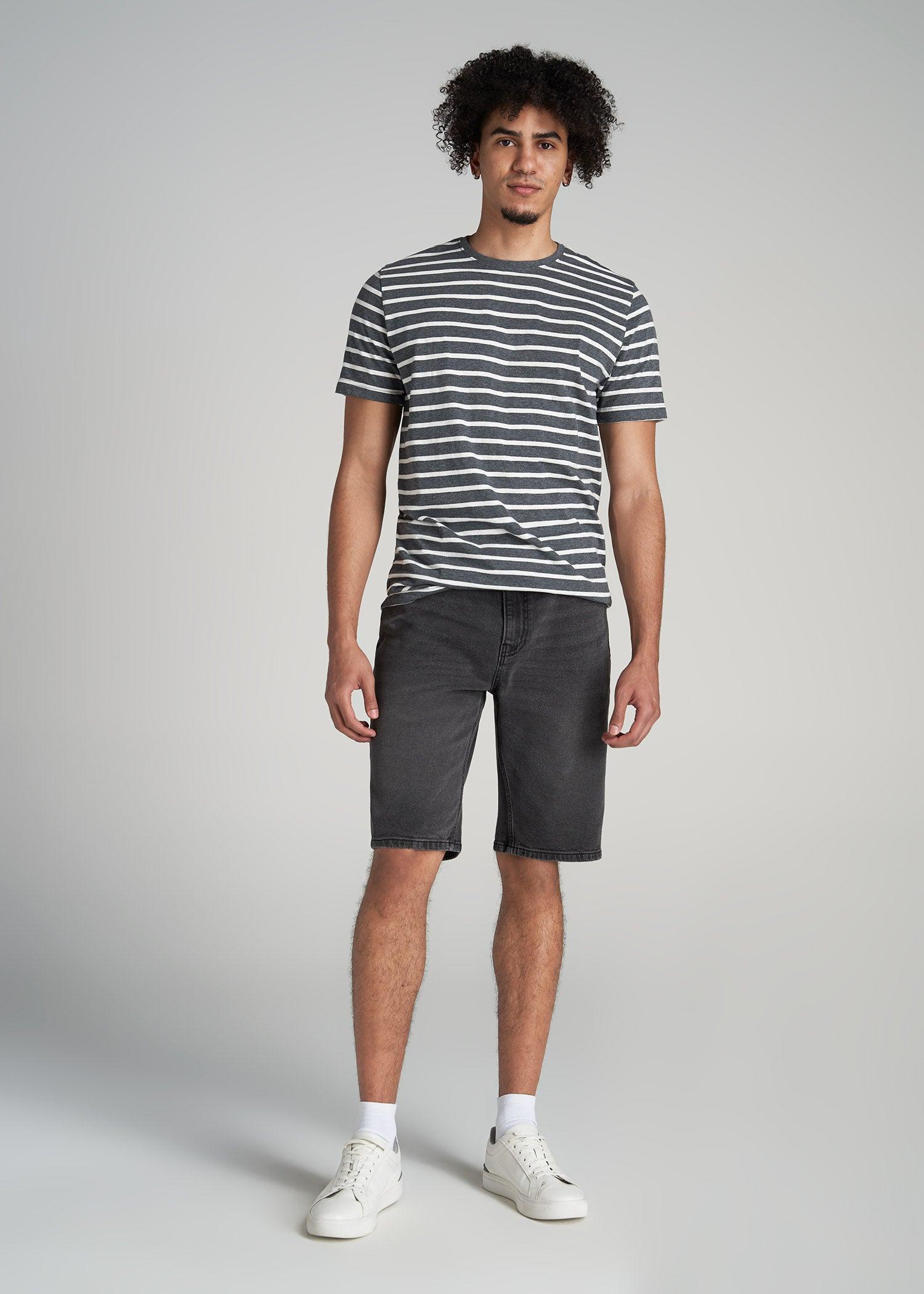 REGULAR-FIT Striped Tee in Charcoal Mix and White - Men's Tall T-shirt Male Product Image