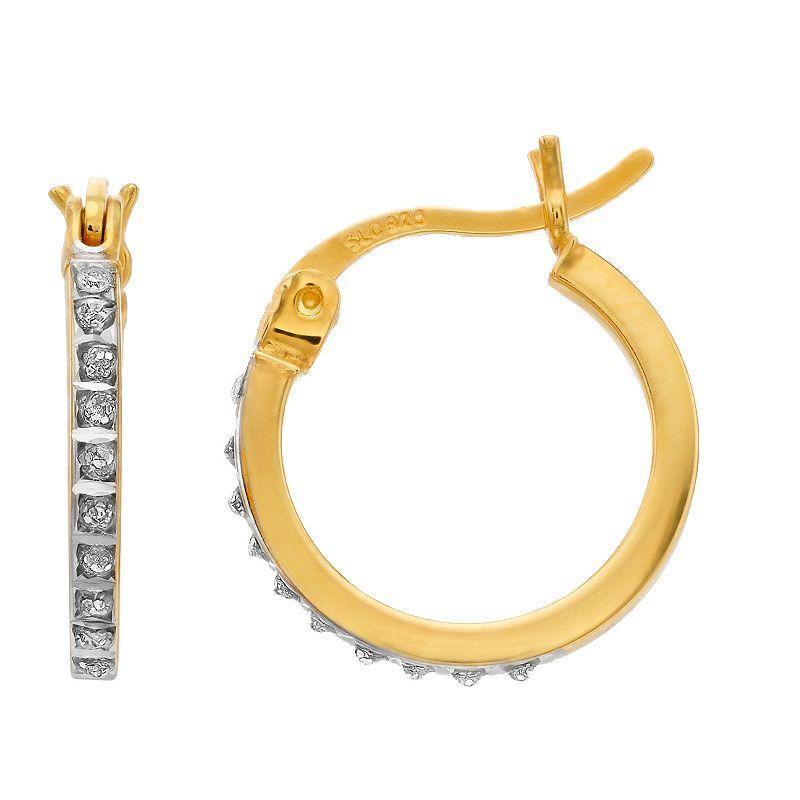 Diamond Mystique 18k Gold Over Silver & Diamond Accent Hoop Earrings, Womens, 18k Gold Plated Product Image