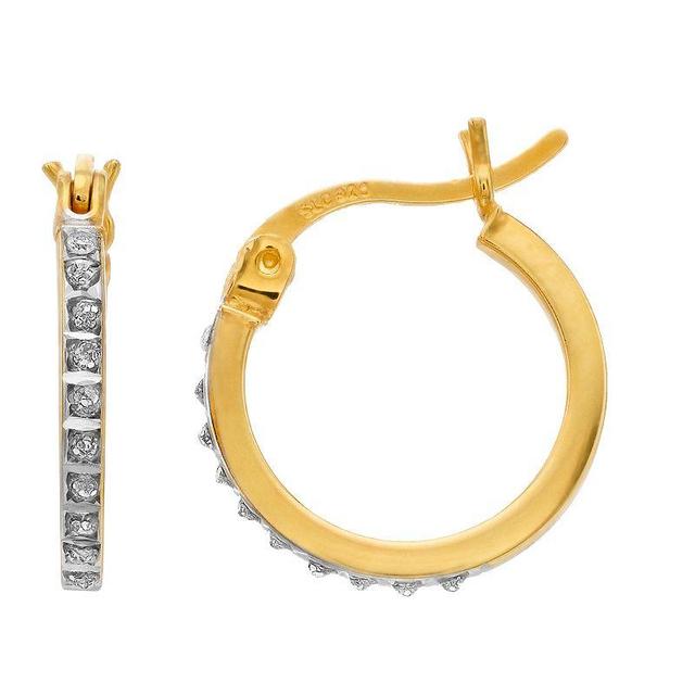 Diamond Mystique 18k Gold Over Silver & Diamond Accent Hoop Earrings, Womens, Yellow Product Image