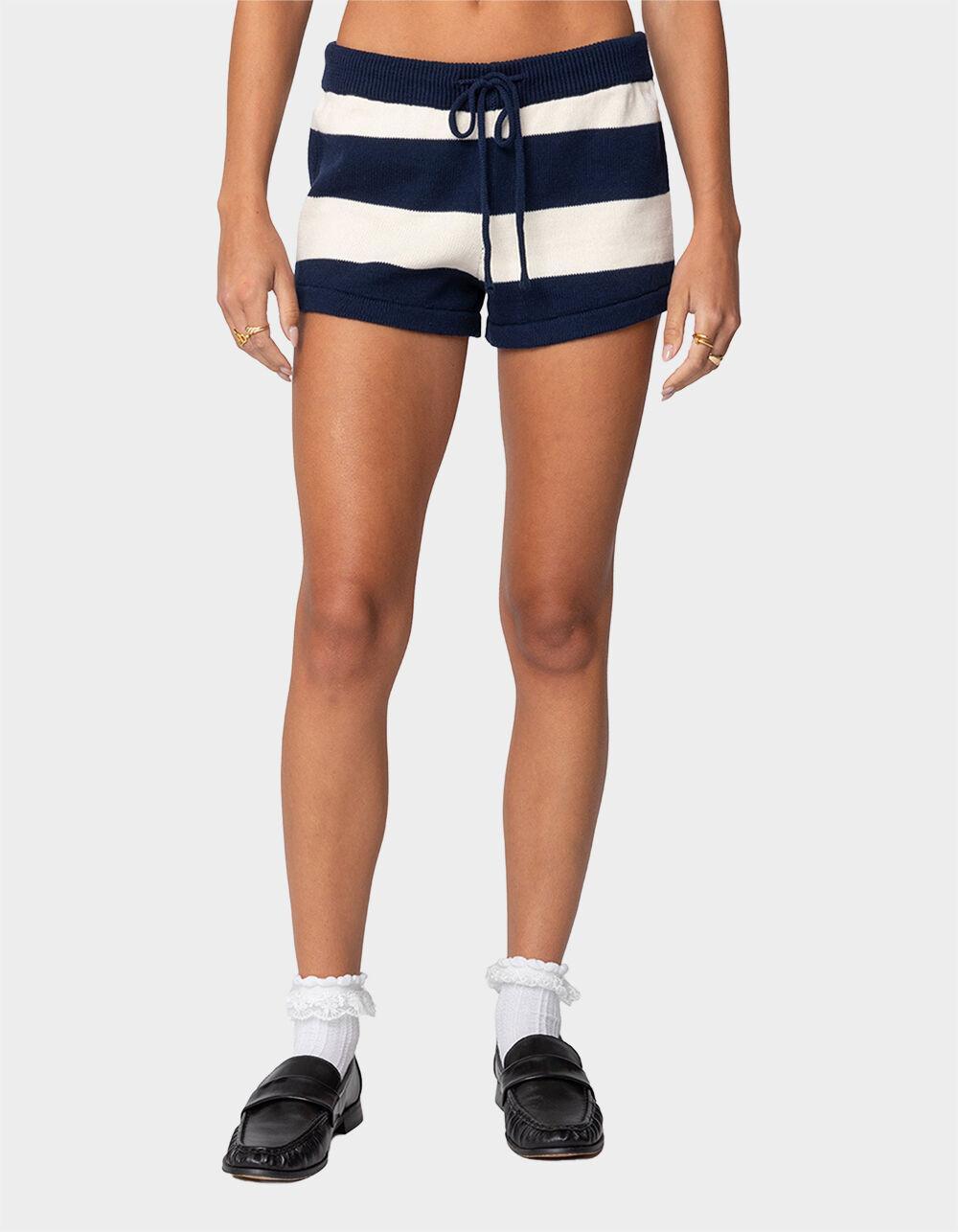 EDIKTED Riley Striped Knit Shorts Product Image