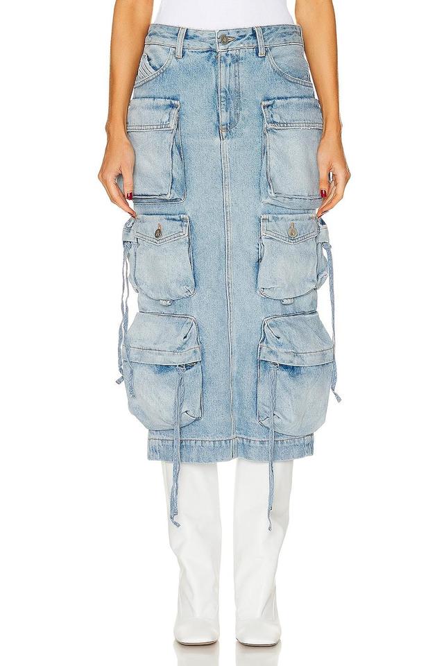 THE ATTICO Denim Midi Skirt Blue. (also in 25, 26, 27, 28, 29). Product Image