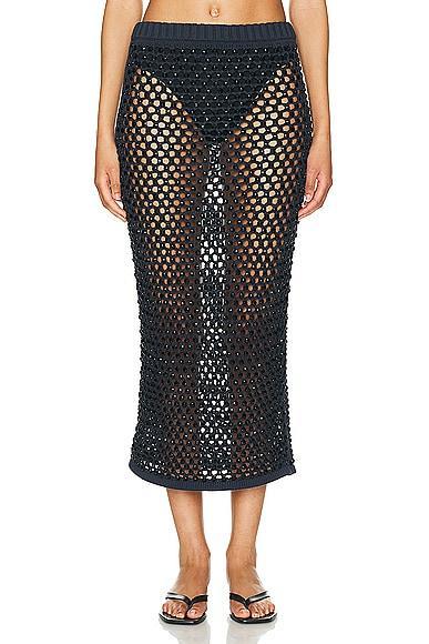 Diotima - Women's Spice Crystal Adorned Cotton-Blend Knit Skirt - Brown - 1 - Moda Operandi Product Image