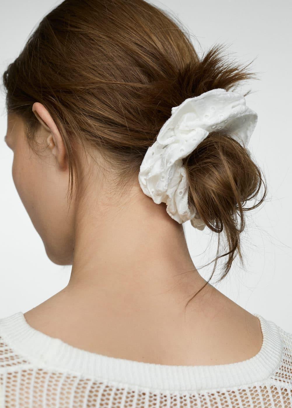 MANGO - Embroidered maxi scrunchie - One size - Women Product Image