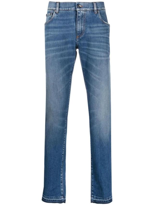 Mid-rise Skinny Jeans In Blue Product Image