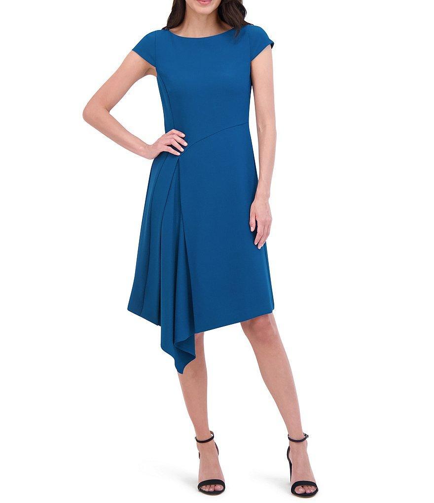 Vince Camuto Crew Neck Short Sleeve Asymmetrical Dress Product Image