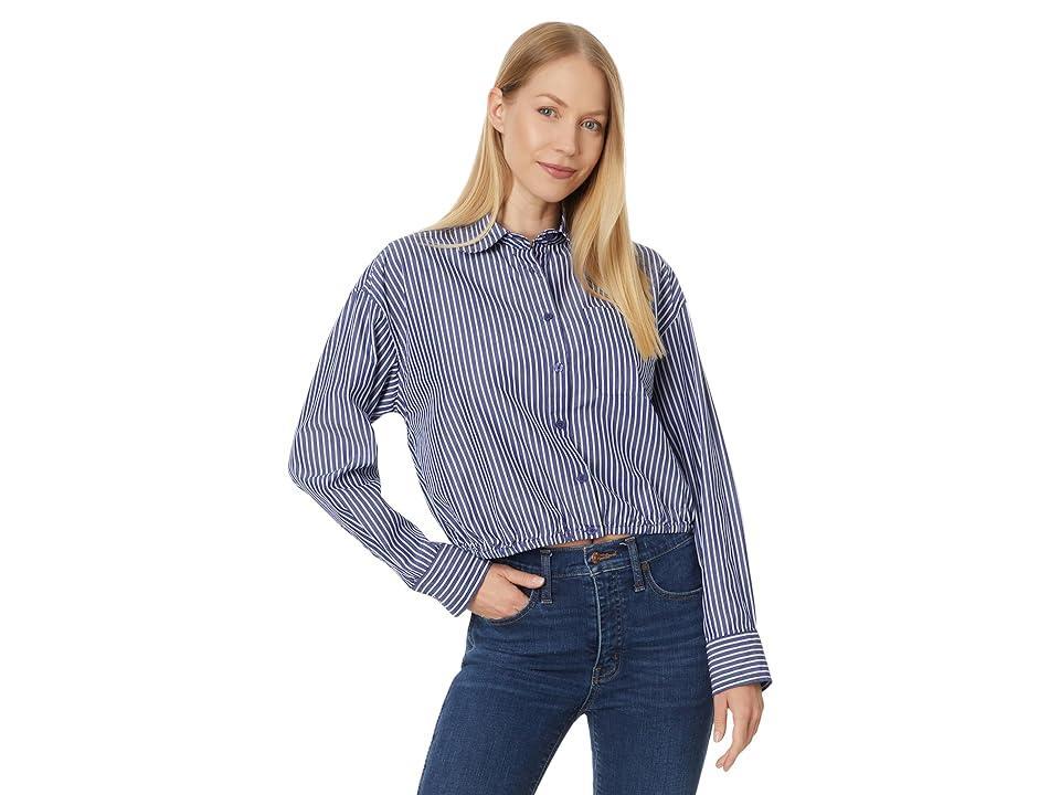 KUT from the Kloth Presley - Crop Button Down L/S With Elastic Hem White) Women's Clothing Product Image