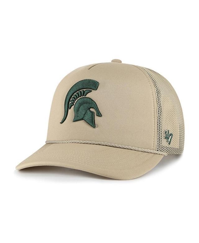 Mens 47 Khaki Michigan State Spartans Foam Front Mesh Trucker Snapback Hat Product Image