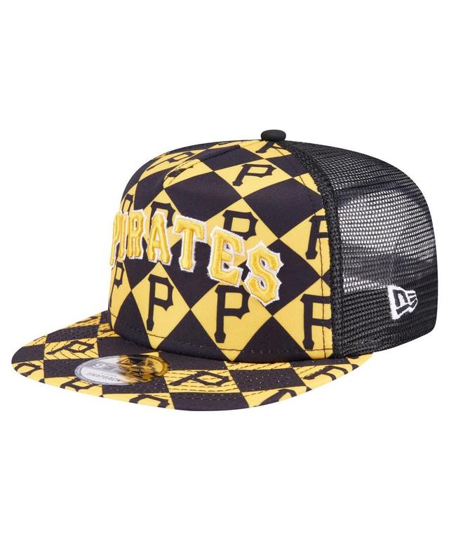 Mens New Era Pittsburgh Pirates Seeing Diamonds A-Frame Trucker 9FIFTY Snapback Hat Product Image