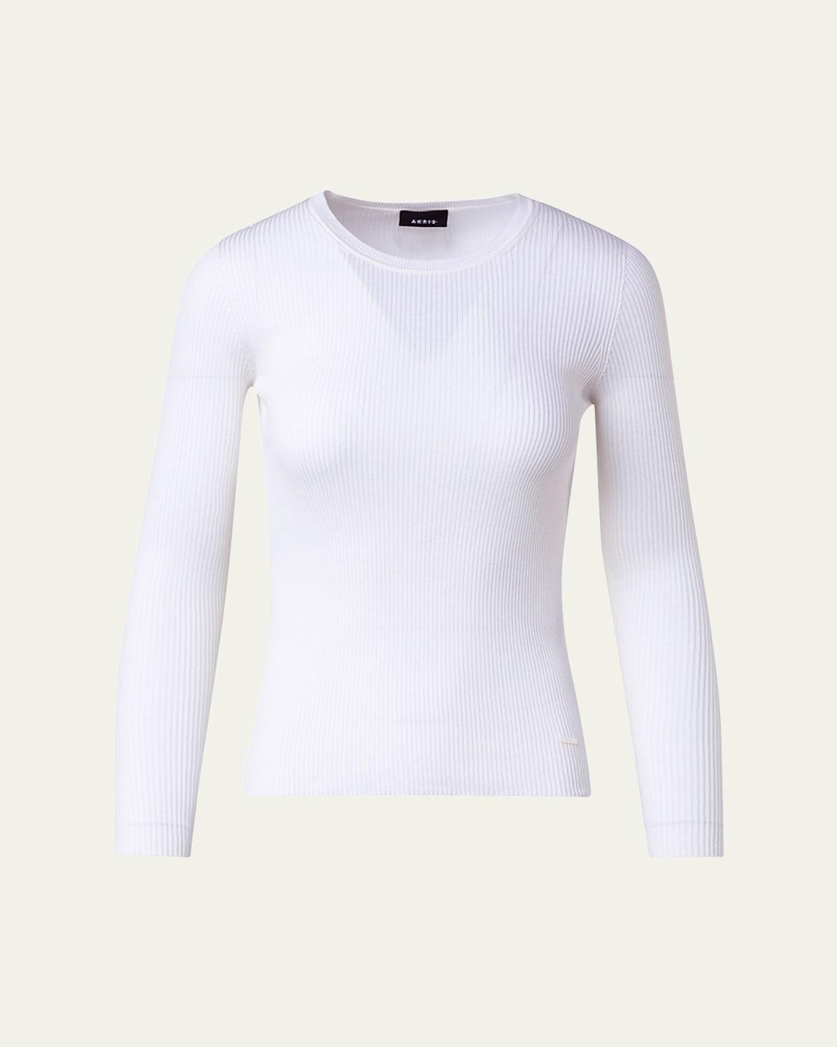 Silk Cotton Seamless Rib Fitted Sweater Product Image