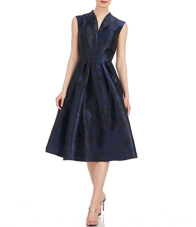 Womens Hadley Metallic Floral Jacquard Midi-Dress Product Image