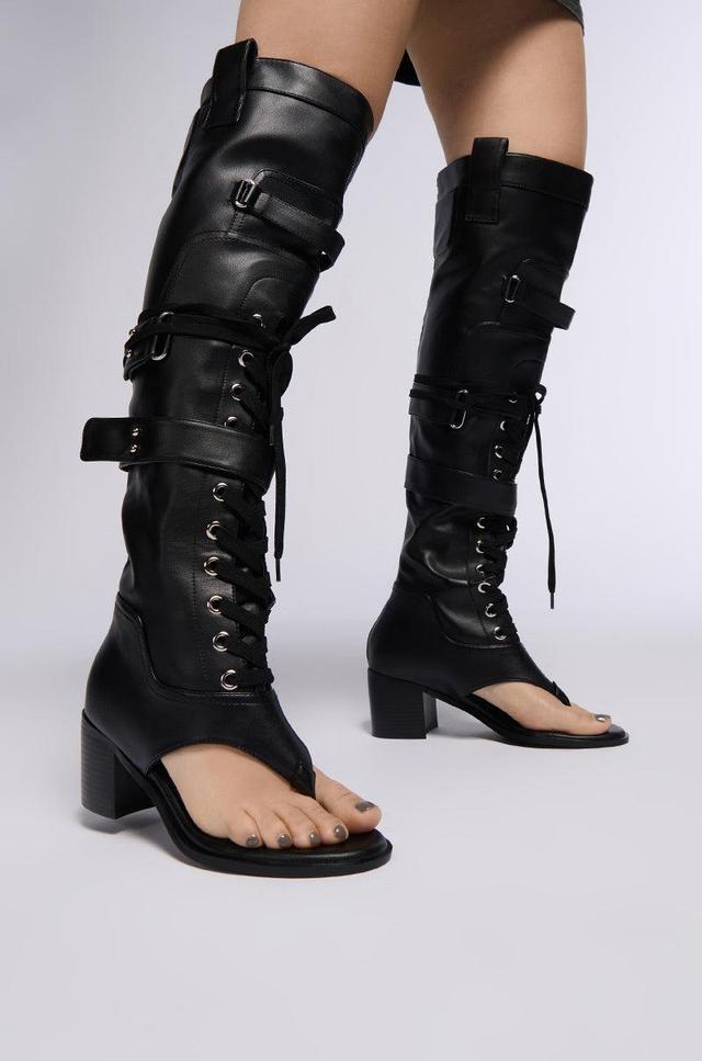 AZALEA WANG RHYSAND BLACK OPEN TOE SANDAL BOOT Product Image