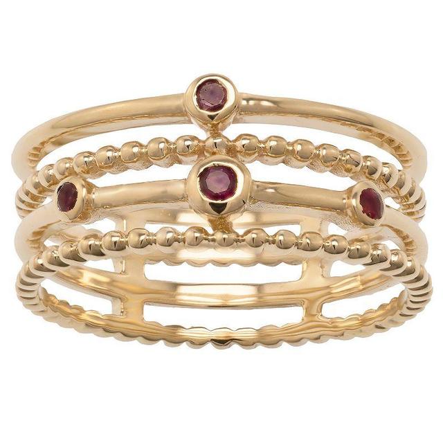 Gemistry 14k Gold Ruby Stack Ring, Womens Product Image