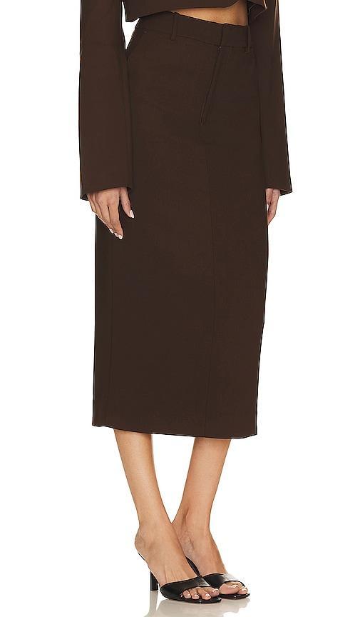 GRLFRND The Trouser Midi Skirt in Brown Product Image